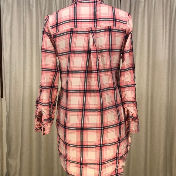 Forever 21 Plaid Flannel Mini Shirt Dress PINK S - Picture 6 of 12